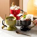 Axyaa Ceramic Dessert Bowl Set for Ice Cream, Yogurt, Salad, Pudding, and Cold Drinks