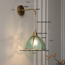 Axyaa Tiffany Glass Pull Chain Wall Sconce LED Lamp - Adjustable Bedroom Mirror Light