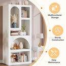 Axyaa Geometric White Bookcase with 5 Irregular Shelves, 70.87" Tall Modern Open Bookshelf