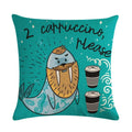 Axyaa Sea Lion Linen Pillowcase for Sofa Bedroom Children's Room Decor 45cm*45cm