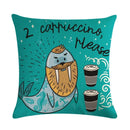 Axyaa Sea Lion Linen Pillowcase for Sofa Bedroom Children's Room Decor 45cm*45cm