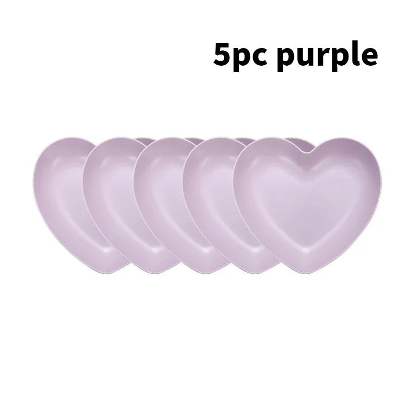 Axyaa Love Bone Plates Set - 5pcs PP Material Reusable for Kitchen, Picnic, Camping