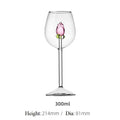 Axyaa 3D Pink Glass Rose Wine Glasses Cup Set - Lovely Household Gift