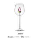 Axyaa 3D Pink Glass Rose Wine Glasses Cup Set - Lovely Household Gift