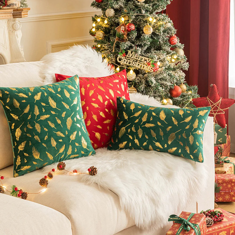 Axyaa Christmas Printed Plush Pillow Cover 45x45 - Stylish Sofa Decor