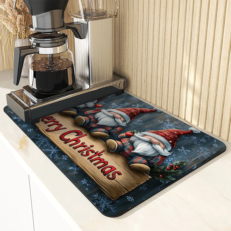 Axyaa Kitchen Draining Mat: Super Absorbent & Quick Dry for Christmas & Coffee.