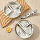 Axyaa Kids Stainless Steel Divided Plate - 3 Grids Cute Dining Dish