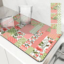 Axyaa Floral Geometry Kitchen Absorbent Draining Mat - Quick Dry Drain Pad
