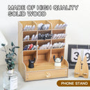 Axyaa Wooden Desk Organizer - Large Capacity Student Stationery & Cosmetic Storage Box