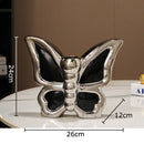 Axyaa Butterfly Ceramic Vase: Silver-Plated Floral Room Decor & Table Centerpiece