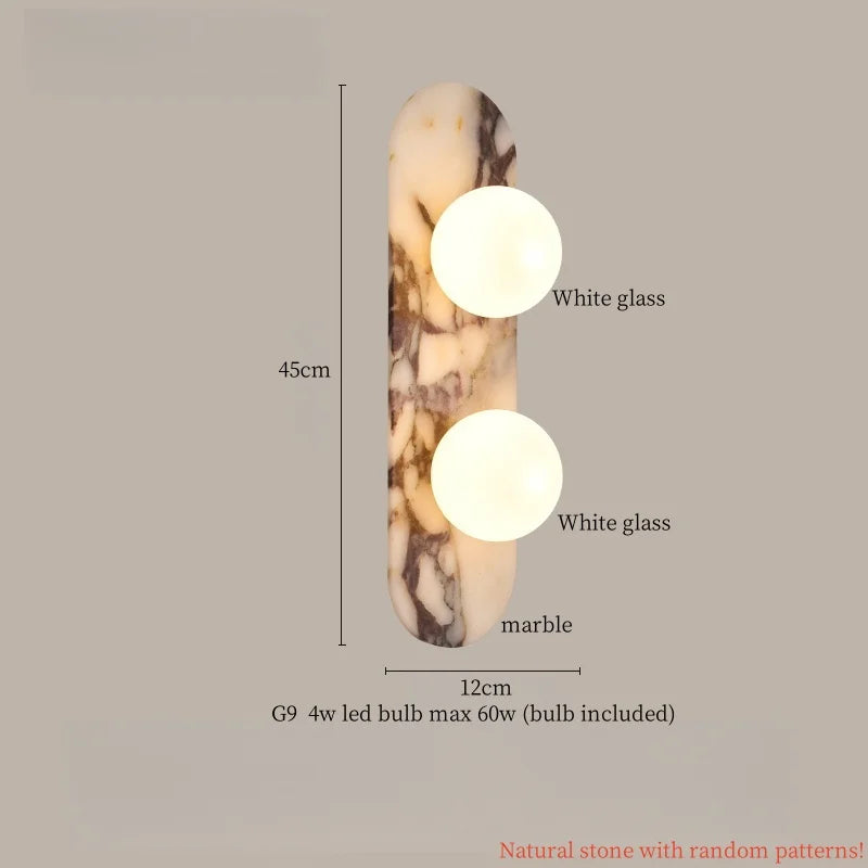 Axyaa Marble Glass LED Wall Light for Home Decor
