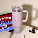 Axyaa Stainless Steel Tumbler: Large Luxury Vacuum Flask for Coffee, Water, Tea - with Straw Handle