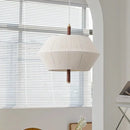 Axyaa Solid Wood Wabi-Sabi Chandelier - Retro Rattan Cotton Shade Ceiling Light
