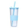 Axyaa Double-layer Plastic Straw Cup with Sleeve - Portable, Reusable, and Stylish