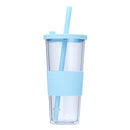Axyaa Double-layer Plastic Straw Cup with Sleeve - Portable, Reusable, and Stylish