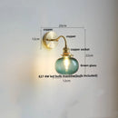 Axyaa Green Class Ball LED Wall Light Fixture with Copper Socket Switch