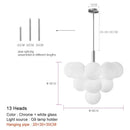 Axyaa Nordic Glass Ball LED Pendant Light - Minimalist Living Room Chandelier