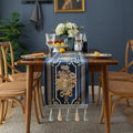 Luxury Nordic Flower Embroidery Table Runner with Tassels by Axyaa