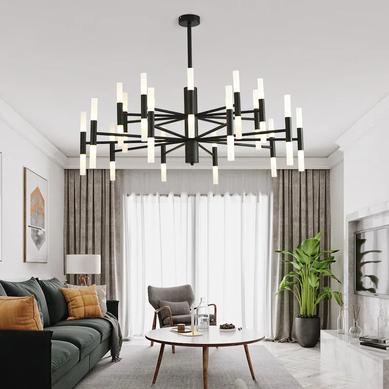 Axya Nordic LED Chandelier Dining Living Room Modern Industrial Black Gold Fixture