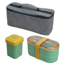 Axyaa Double Layer Lunch Box Set with Fork & Spoon, Microwave Safe Bento Container