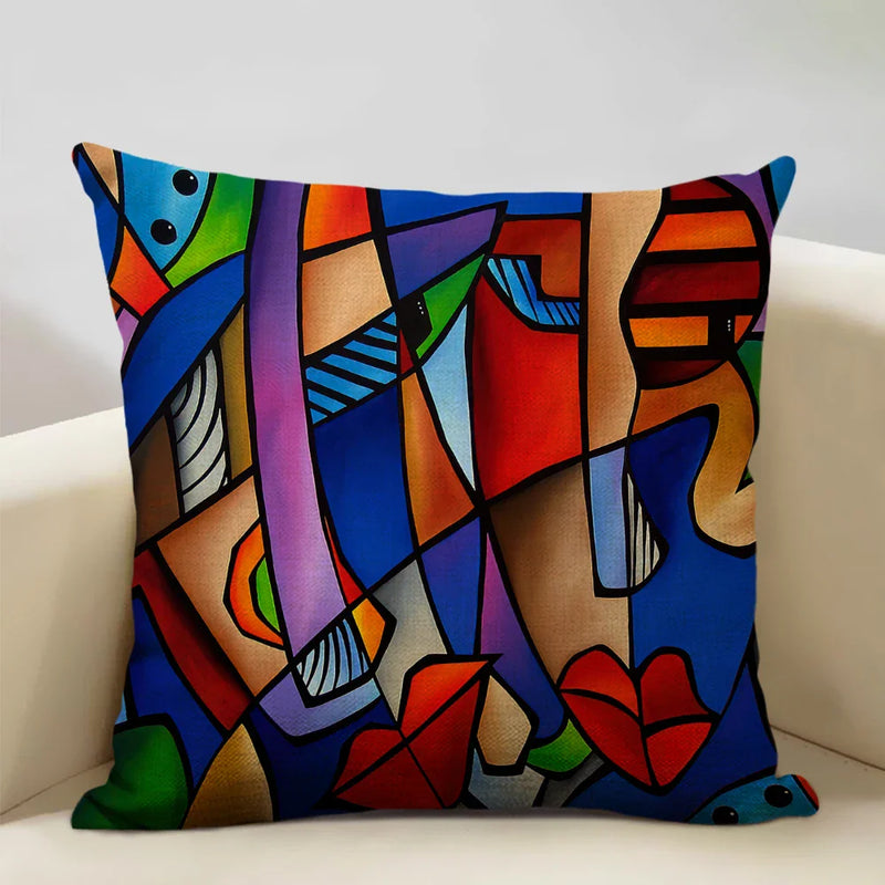 Nordic Style Abstract Painting Girl Cushion Cover by Axyaa