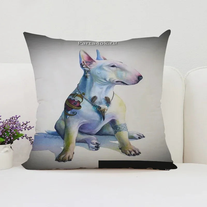 Bull Terrier Art Anime Pillow Cover 40x40 Axyaa Home Decor Throw Pillow