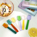 Axyaa Two Tone Glass Spoon Set - 3-Piece Milk Dessert & Ice Cream Shovel Shape