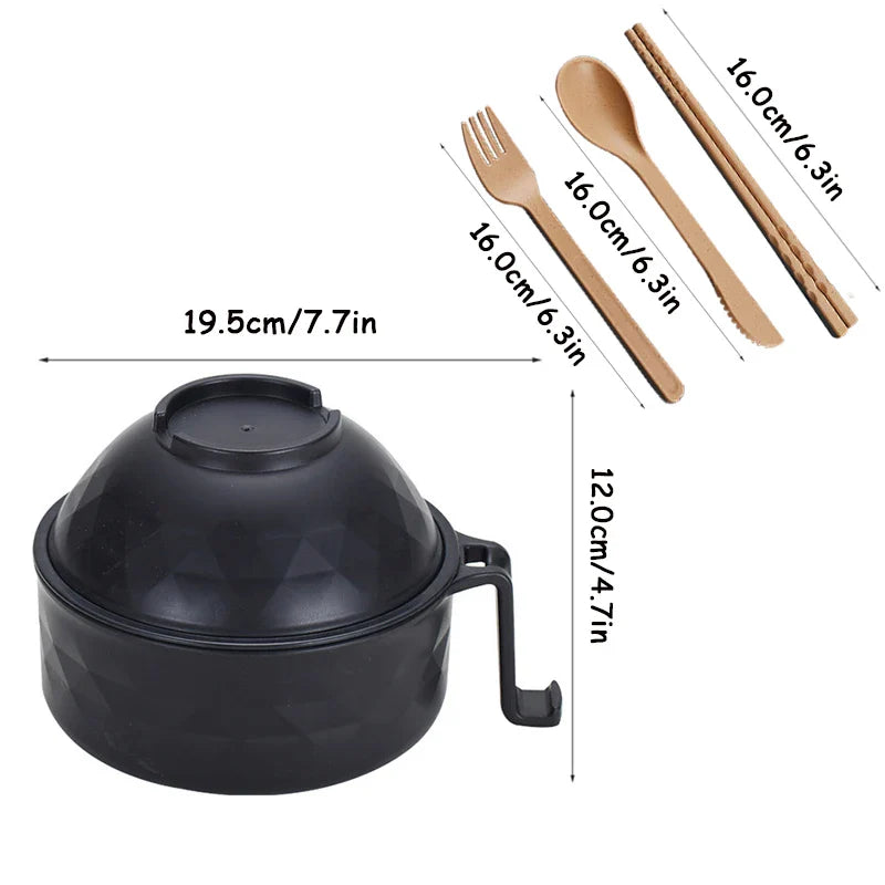 Axyaa Japanese Style Large Capacity Instant Noodle Bowl with Cover
