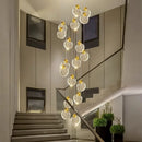 Axyaa Crystal Chandelier Stair Pendant Living Room Interior Lighting