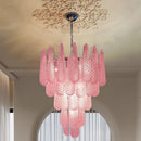Axyaa Glass Chandeliers Chrome Metal Pendant Lights for Trendy Living Room Decor