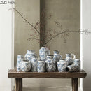 Axyaa Blue White Ceramic Vase Flower Arrangement Desktop Decorative Hydroponic Dried Flower Glass Vase