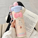 Axyaa Cute Cat Stainless Steel Thermal Water Bottle Straw 600ml