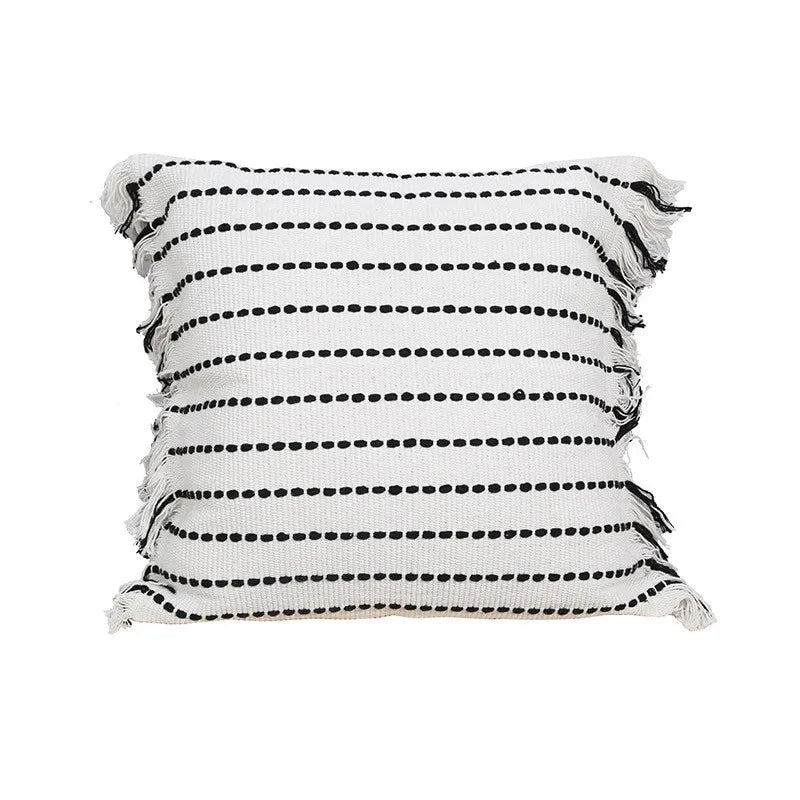 Axyaa Yellow White Knitting Boho Cushion Cover for Home Decoration