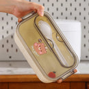 Axyaa Bear & Panda Cartoon Stainless Steel Bento Box for School Picnic Storage