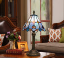 Axyaa Baroque Style Blue Stained Glass Table Lamp Night Light - 8 Inch Wide Lampshade