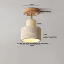 Axyaa Yellow Travertine Stone LED Ceiling Light - Modern Wabi-sabi Decor