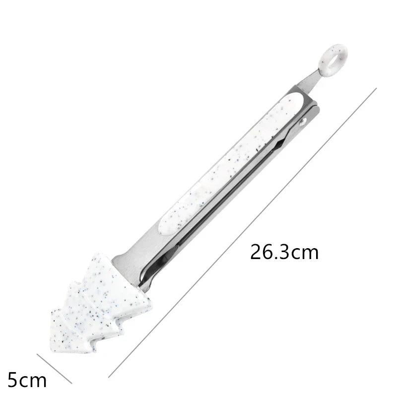 Axyaa Christmas Style Silicone BBQ Tongs - Kitchen Cooking Essential