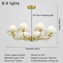 Axyaa Copper Chandelier - Retro American Modern LED Pendant Lamp for Home Decor