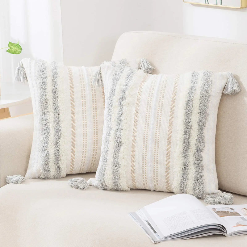Axyaa Bohemia Tufted Woven Cushion Covers Set of 2