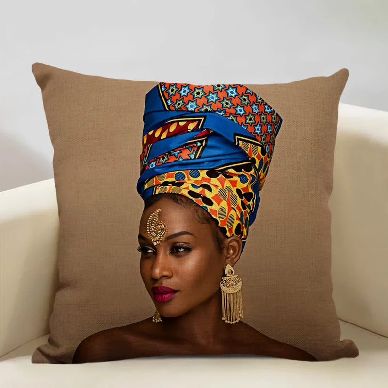 Axyaa African Lady Sofa Pillow Cover: Stylish Decor for Bedroom, Hotel, Cafe