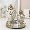 Axyaa Ceramic Light Luxury Electroplated Vase: European Style Decorative Storage Craft