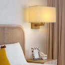 Axyaa LED Fabric Lampshade Aluminum Base Wall Lamp for Home Living Room & Bedroom