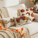 Axyaa Vintage Pumpkin Pattern Cushion Cover - Halloween Pillowcase