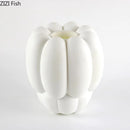 Axyaa White Resin Vase Petal Ornament Artistic Flower Vessels Decor Dried Flower Vases