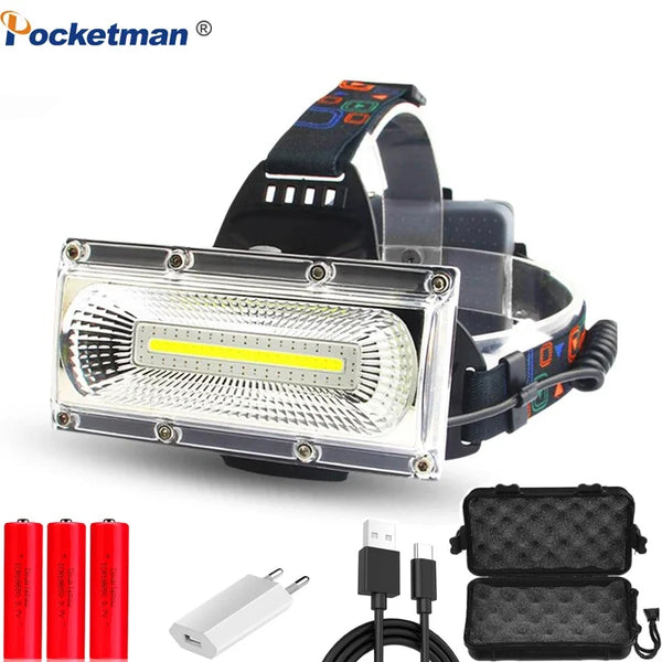 Axya High Lumens Rechargeable COB LED Headlamp for Outdoor Activities