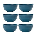 Axyaa Dark Blue Reusable Plastic Cereal Bowl Set for Food, Dessert, Camping