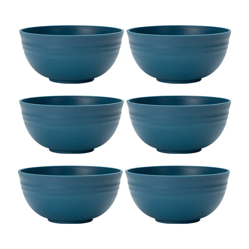 Axyaa Dark Blue Reusable Plastic Cereal Bowl Set for Food, Dessert, Camping