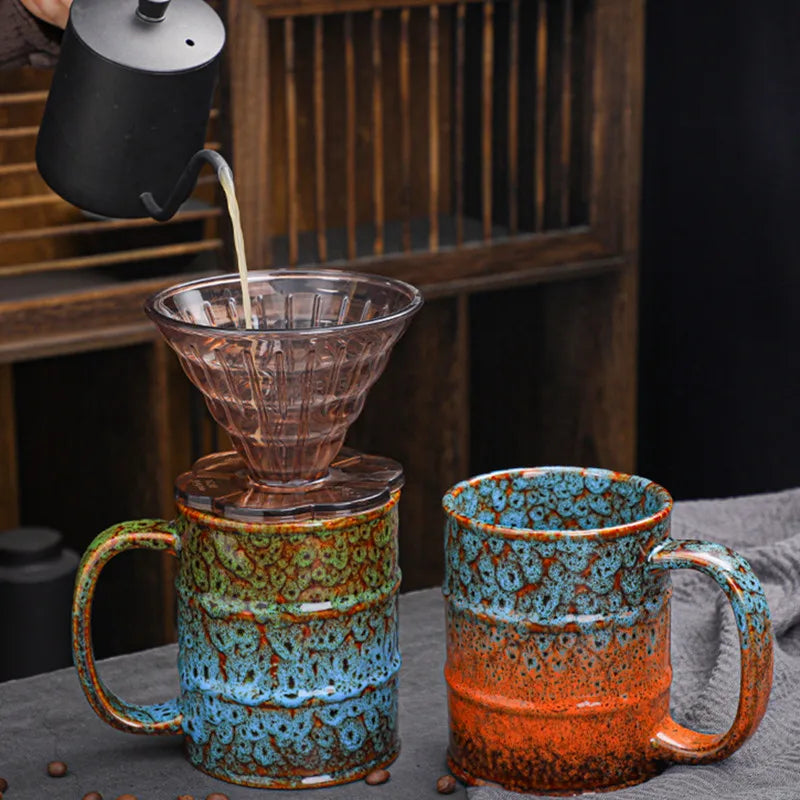 Axyaa Ceramic Oil Drum Coffee Mug - Large Capacity, Durable Drinkware for Home & Office