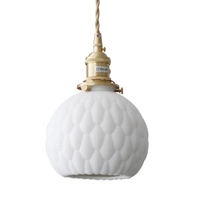 Axyaa Ceramic LED Pendant Light - Modern Copper Hanging Lamp