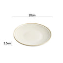 Axyaa Beige Line Pattern Shallow Plate - Ceramic Steak Salad Sushi Dish
